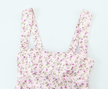 Casual non-stretch floral batch printing lace-up sling backless mini dress