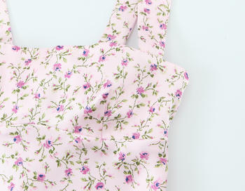 Casual non-stretch floral batch printing lace-up sling backless mini dress