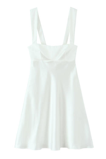 Casual non-stretch solid color lace-up sling backless mini dress