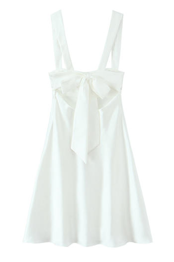 Casual non-stretch solid color lace-up sling backless mini dress