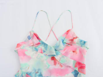 Casual non-stretch tie-dye printed sling backless mini dress