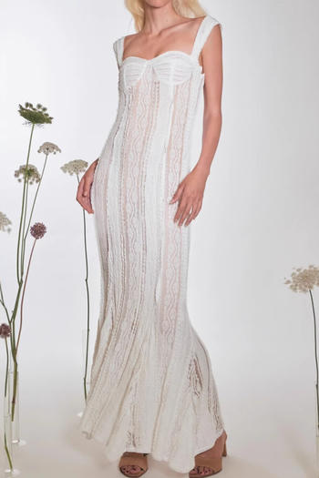 elegant slight stretch sling slim lace mermaid maxi dress