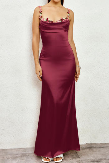 xs-xl stylish slight stretch backless sling zip-up maxi dress