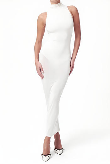 sexy slight stretch see through mesh sleeveless with lined bodycon maxi dress