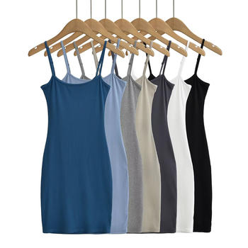 casual slight stretch simple adjustable sling tight mini dress size run small #1