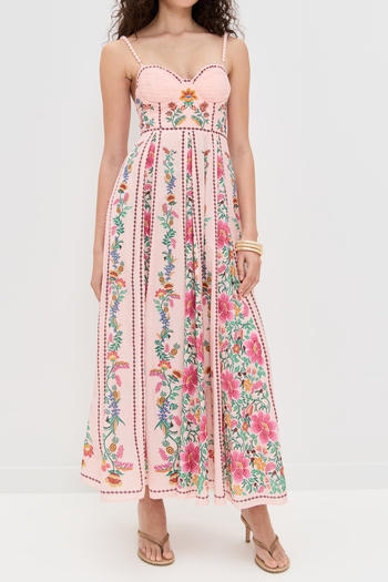 casual non-stretch beaded sling flower print maxi dress