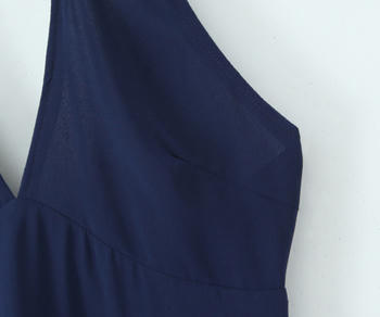 Casual non-stretch halter-neck solid color zip-up midi dress