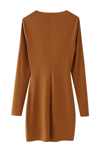 Sexy non-stretch solid color draped collar mini dress