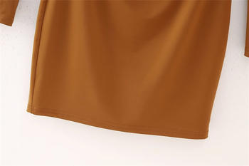 Sexy non-stretch solid color draped collar mini dress