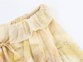 Casual non-stretch crew neck leaf batch printing mini dress