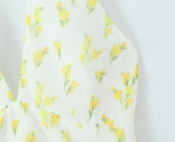 Sexy non-stretch halter-neck floral batch printing zip-up mini dress