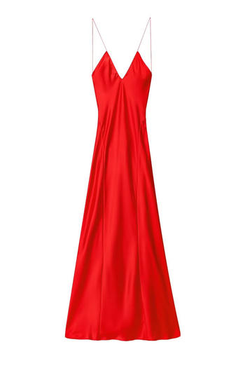 Sexy non-stretch deep v-neck solid color sling maxi dress