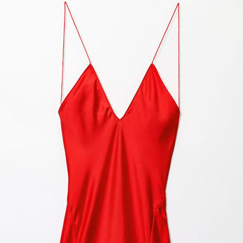 Sexy non-stretch deep v-neck solid color sling maxi dress