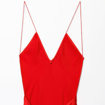 Sexy non-stretch deep v-neck solid color sling maxi dress