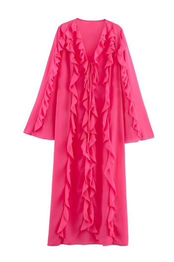 casual non-stretch chiffon solid color v-neck midi dress