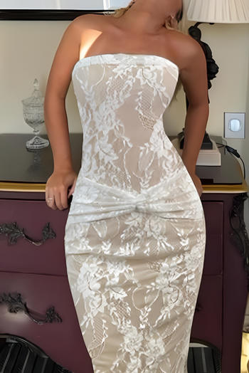 xs-l sexy slight stretch lace stitching tube design bodycon midi dress