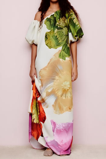 casual plus size slight stretch floral print loose maxi dress