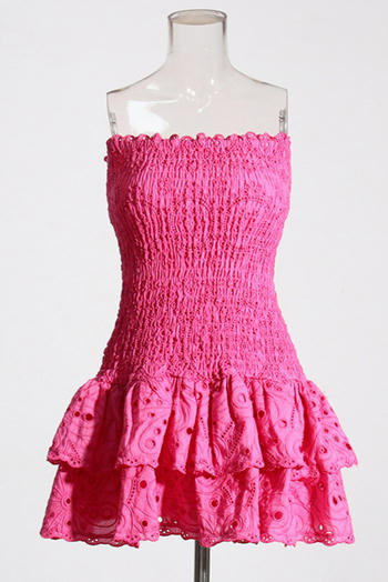 casual slight stretch tube top solid slim pleated high quality mini dress #1