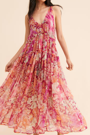 bohemian non-stretch sleeveless batch printing loose maxi dress #2
