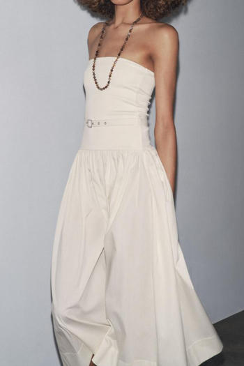 casual non-stretch tube design with belt solid color midi dress