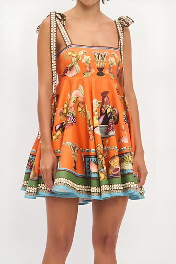 casual plus-size non-stretch sling printed linen mini dress