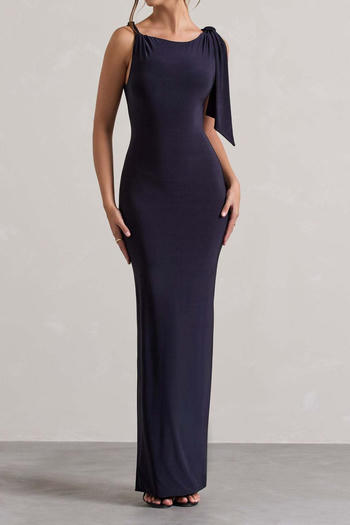casual slight stretch simple 3-colors solid color slim sleeveless maxi dress