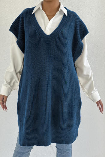 casual slight stretch knitted 3 colors v-neck sweater midi dress(no belt)