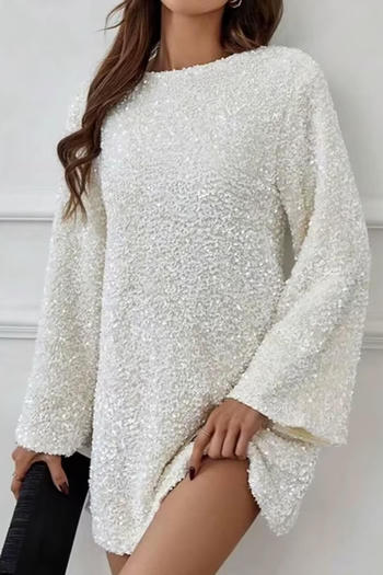 casual non-stretch 3 colors sequin bow decor mini dress