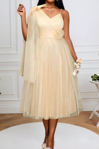 elegant plus size slight stretch mesh 3d flower bow ribbon maxi dress