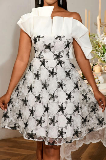 elegant plus size stretch mesh sequin decor ruffle one shoulder mini dress