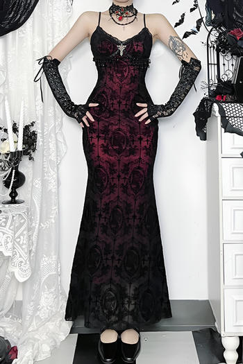 casual slight stretch sling slim-fit flocking beaded tassel decor maxi dress