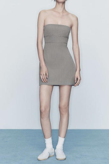 sexy non-stretch tube design stripe printing backless mini dress