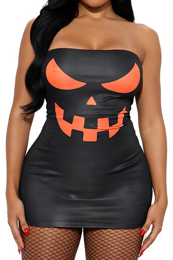 halloween sexy slight stretch graphic printing tube design bodycon mini dress