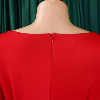 Casual plus size slight stretch solid color v-neck midi dress with belt