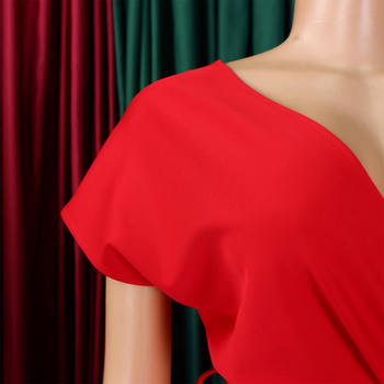 Casual plus size slight stretch solid color v-neck midi dress with belt