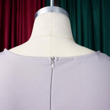 Casual plus size slight stretch lantern sleeve slim slit midi dress with belt