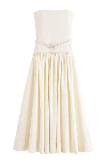 casual non-stretch solid color tube design with belt midi dress