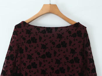Casual slight stretch long sleeve jacquard slim mini dress
