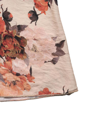 Casual non-stretch square neck flower batch printing shirring midi dress