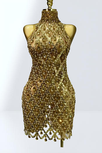 sexy slight stretch see-through mesh rhinestone sequins slim mini dress