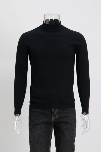 private custom high quality casual plus size stretch half high collar solid knit sweater