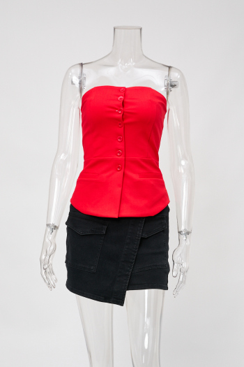 private custom high quality casual plus size stretch solid color single-breasted bandeau vest