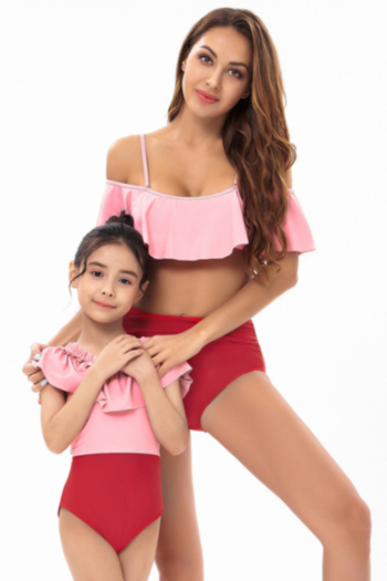 mom parent-child new padded adjustable straps ruffle high waist sexy two-piece swimsuit
