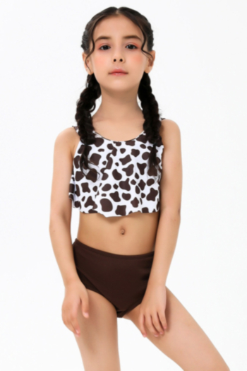 kids new plus size leopard printing unpadded stylish cute two-piece swimsuit (xl-3xl with padded )