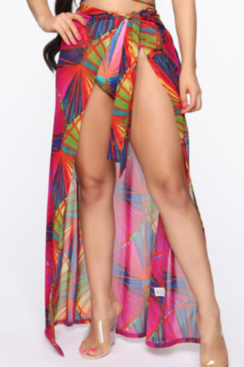 multicolor batch printing lace-up sexy beach irregular long skirt cover-ups
