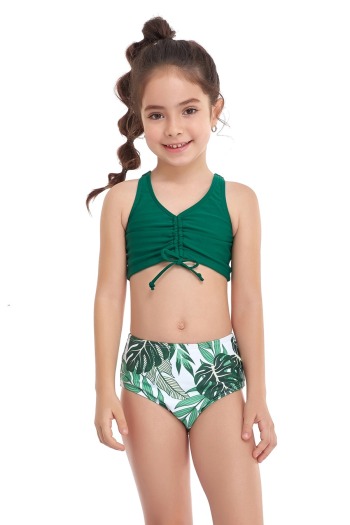kid's plus size batch printing parent-child unpadded drawstring adjustable straps stylish cute two-piece swimwear 1#