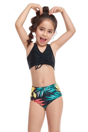 kid's plus size batch printing parent-child unpadded drawstring adjustable straps stylish cute two-piece swimwear 2#