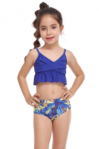 kid's plus size batch printing parent-child unpadded adjustable straps ruffle stylish cute two-piece swimwear