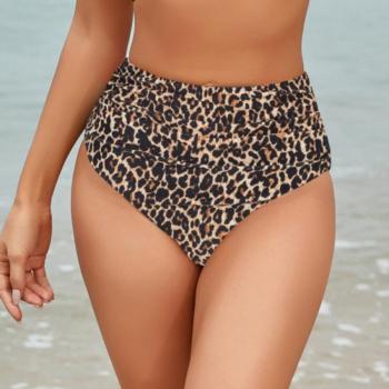 sexy leopard batch printing high waist bikini bottoms(only bottoms)