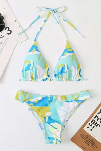 new five colors batch printing padded halter-neck triangle sexy fresh two-piece bikini